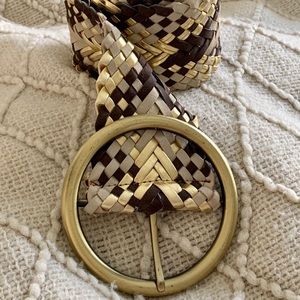 Chunky Brown & Gold Woven Belt